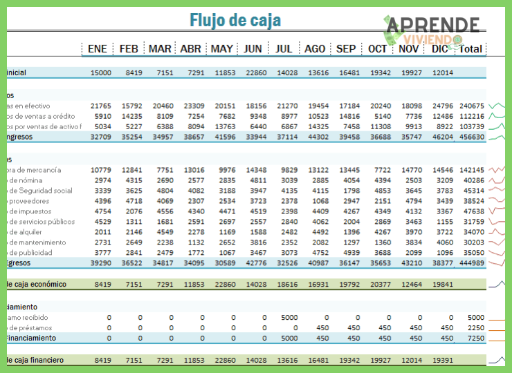 3. La tabla de flujo de caja: tu radiografía financiera mensual